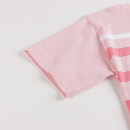 Girls Pink Stripe Cotton T-Shirt