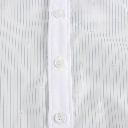 男童蓝色条纹棉衬衫