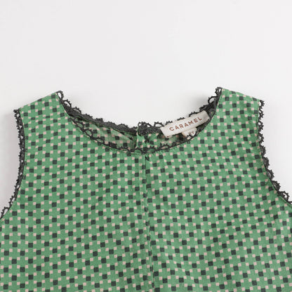 Baby Girls Green Dots Cotton Babysuit