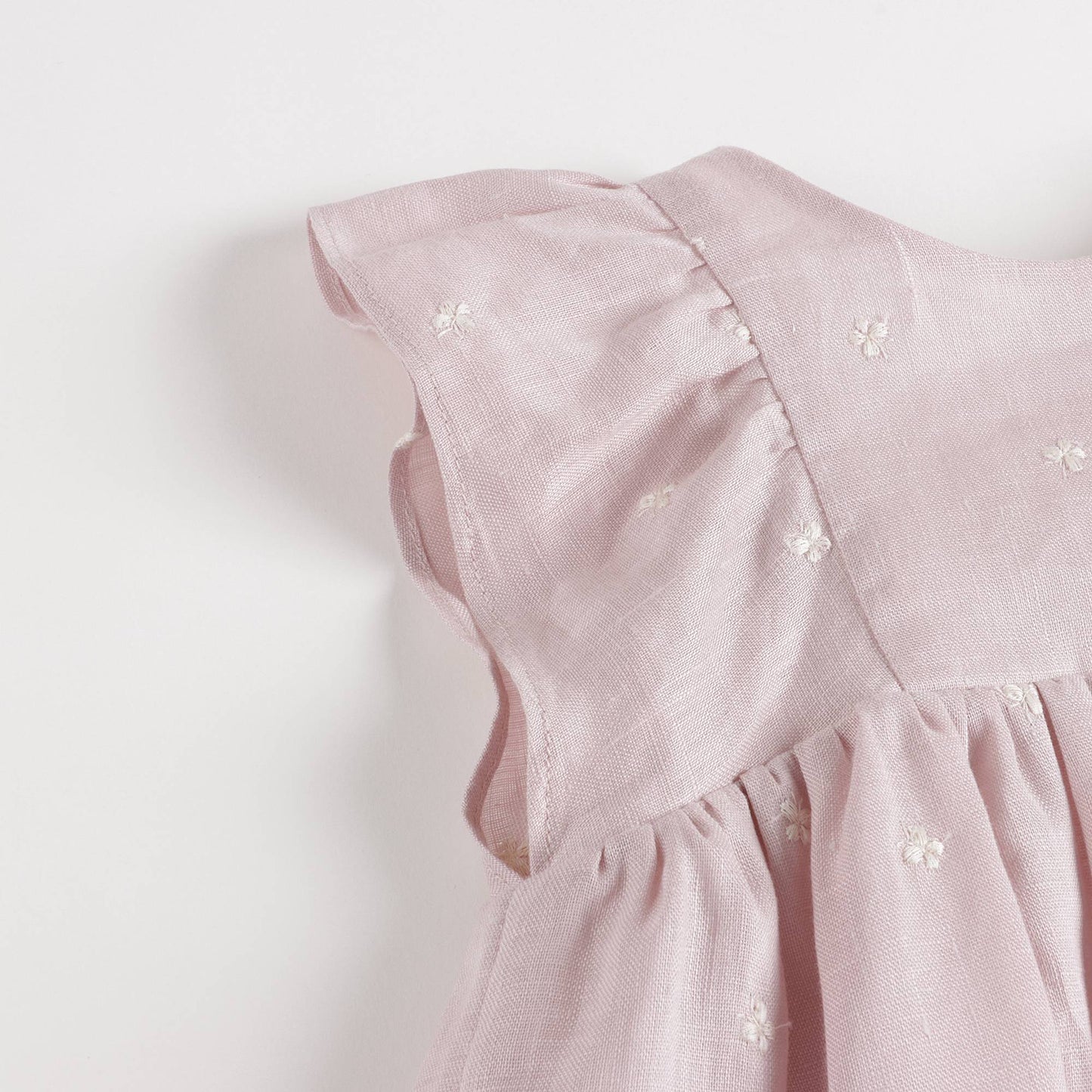 女婴粉色刺绣棉连衣裙