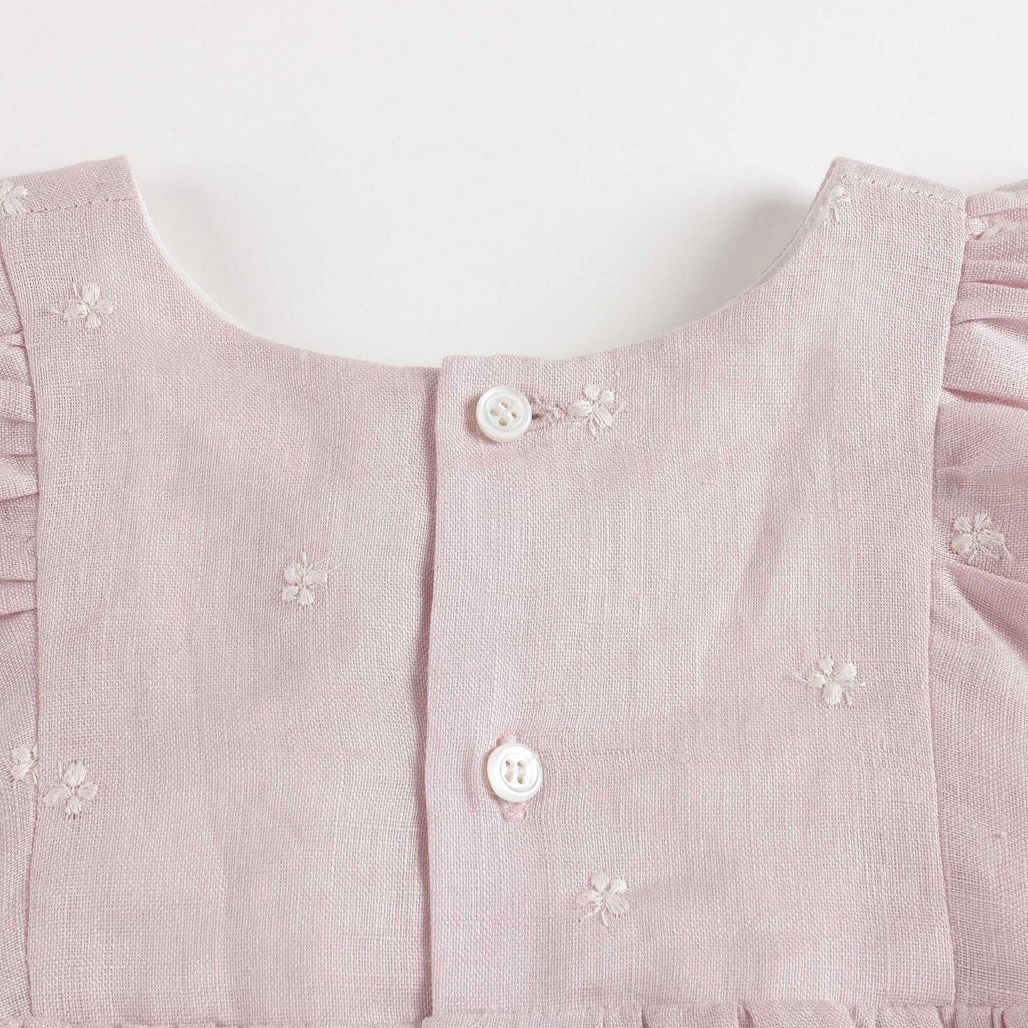 女婴粉色刺绣棉连衣裙