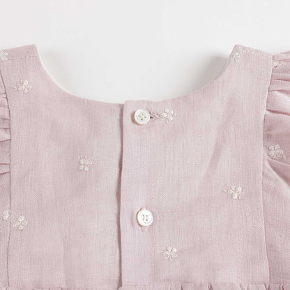 女婴粉色刺绣棉连衣裙