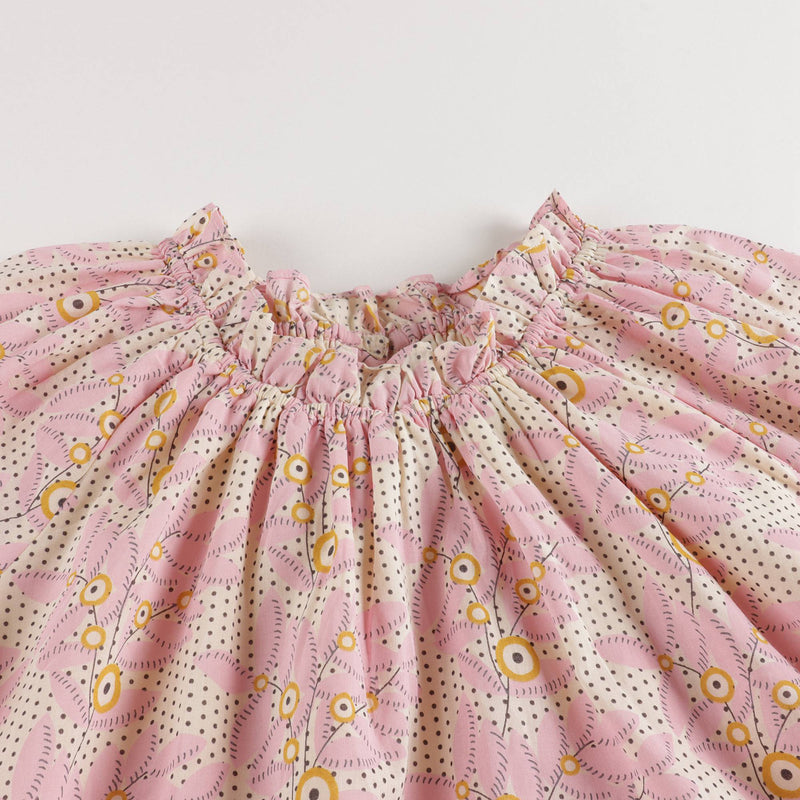 Girls Pink Flower Cotton Dress