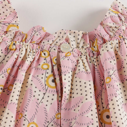 Girls Pink Flower Cotton Dress