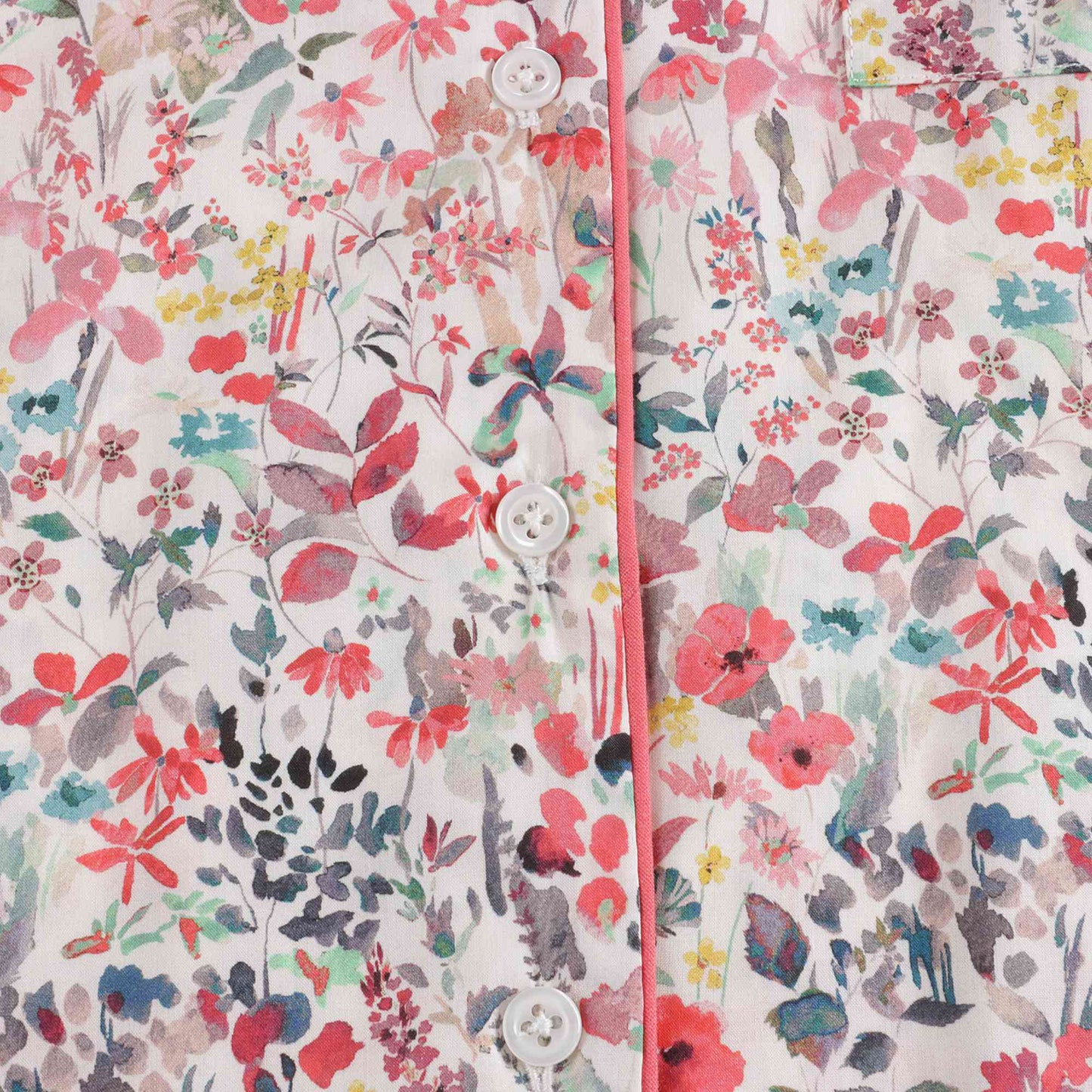Girls Red Floral Cotton Nightwear Set