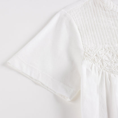 Girls White Cotton T-Shirt