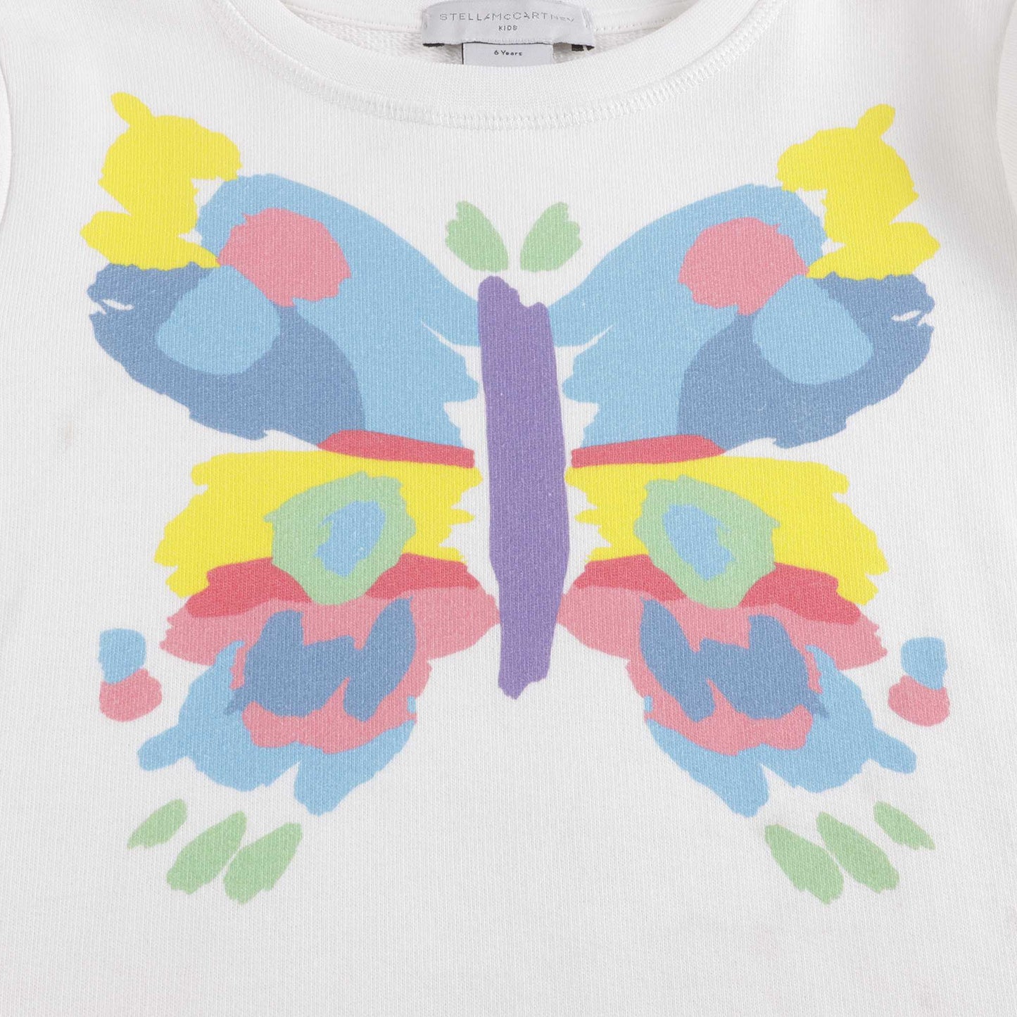 Girls White Butterfly Cotton Dress