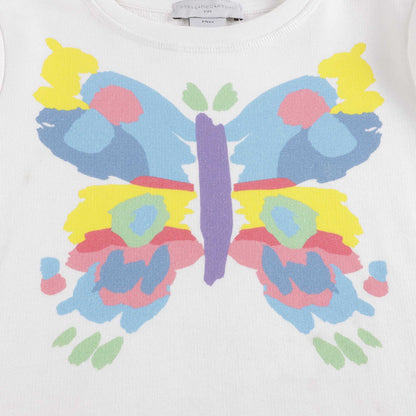Girls White Butterfly Cotton Dress