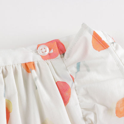 女童白色樱桃印花棉短裙