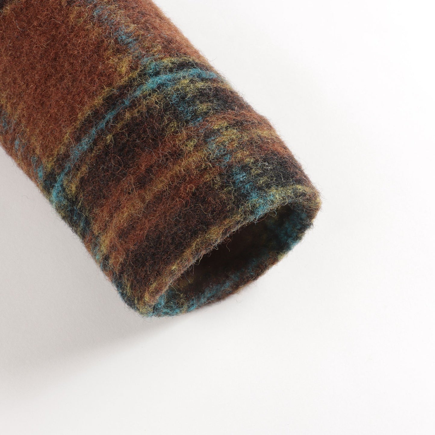 女童棕色格子羊毛外套