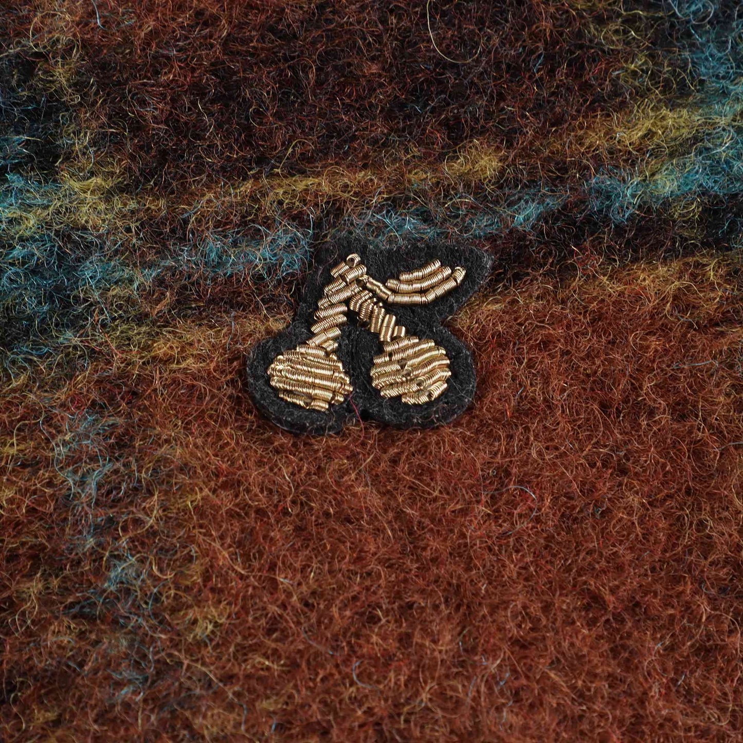 女童棕色格子羊毛外套