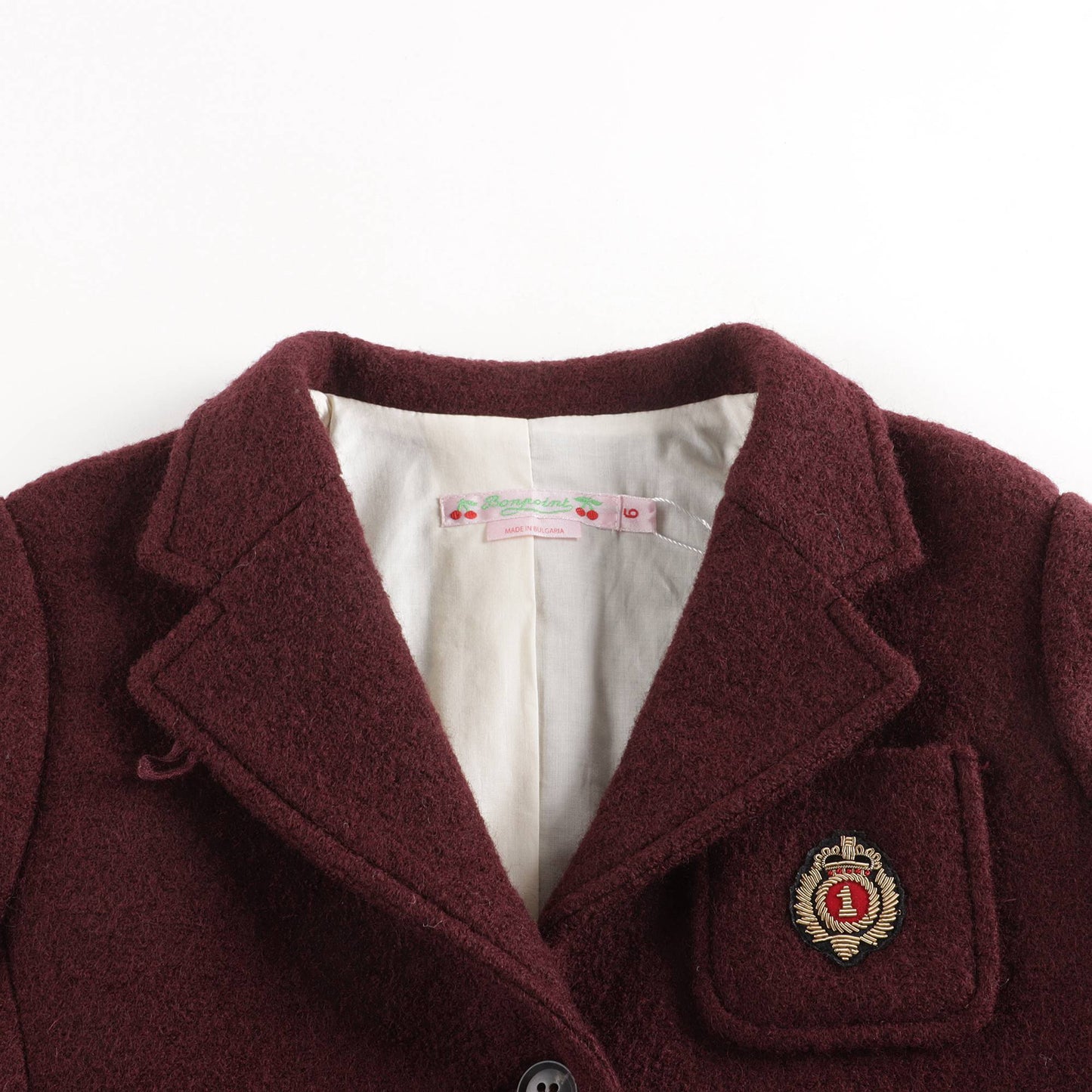 女童深红色羊毛夹克