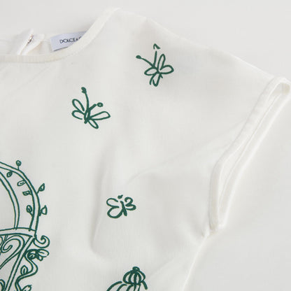 Baby Girls White & Green 'Botanical Garden' Print T-Shirt