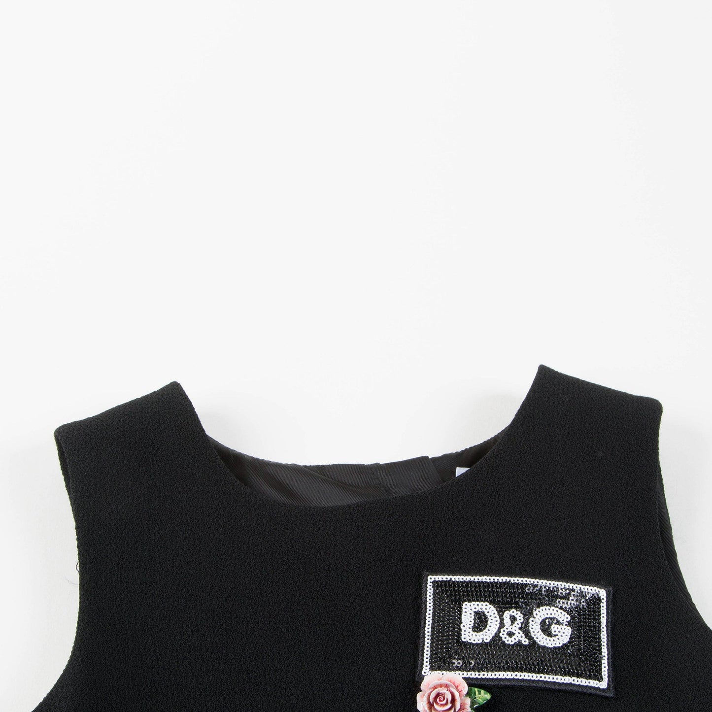 Girls Black "DG" Wool Dress