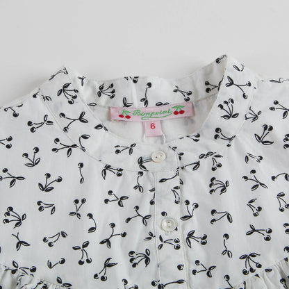 女童白色碎花衬衫
