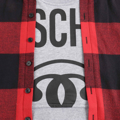 Boys & Girls Red Check Cotton Sweatshirt