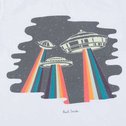 Boys White "UFO" Printed T-shirt