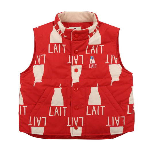 儿童粉色印花棉马甲