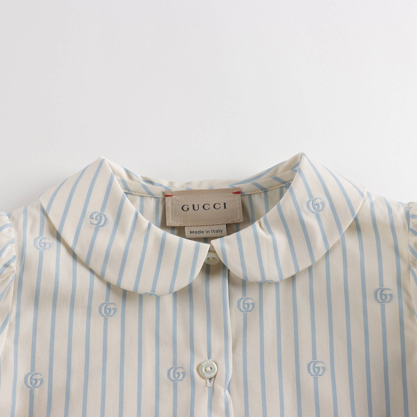 女婴白色条纹Logo棉衬衫