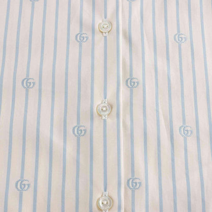 女婴白色条纹Logo棉衬衫