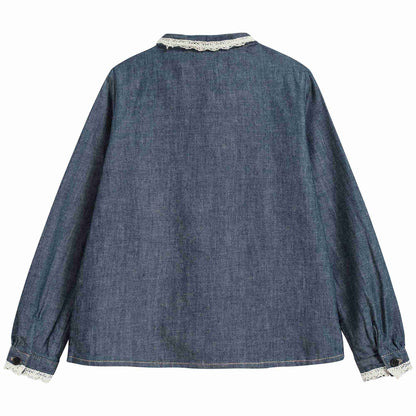 女童牛仔蓝衬衫