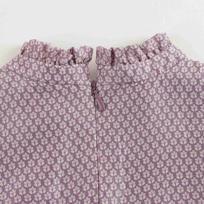 女童紫色碎花连衣裙