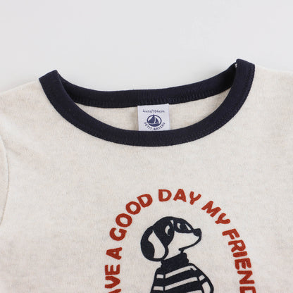 男童白色印花棉睡衣套装