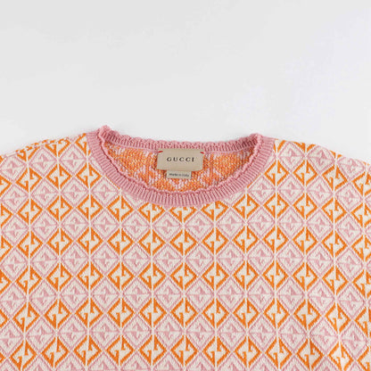 女童粉色GG针织T恤