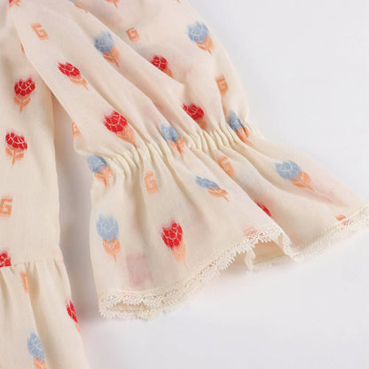 女童白色棉连衣裙