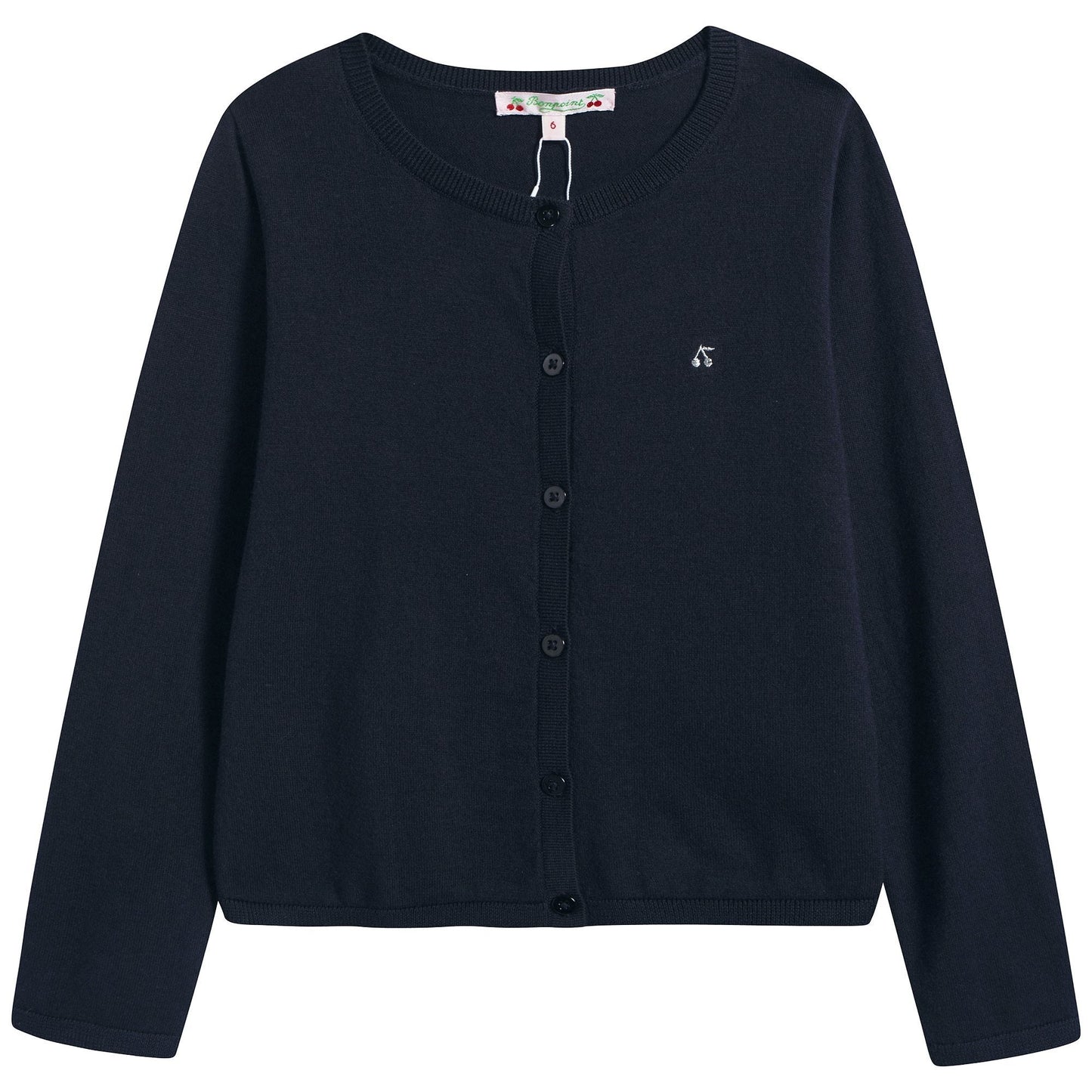 Girls Navy Cherry Logo Cardigan