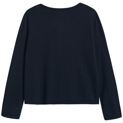 Girls Navy Cherry Logo Cardigan