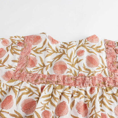 女童焦糖色印花棉连衣裙