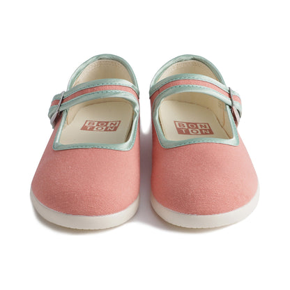 女童玫瑰粉搭扣棉鞋