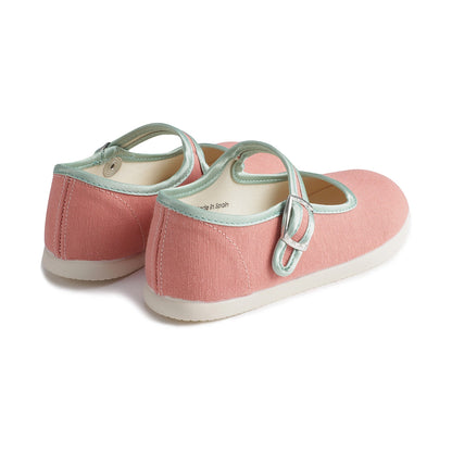 女童玫瑰粉搭扣棉鞋