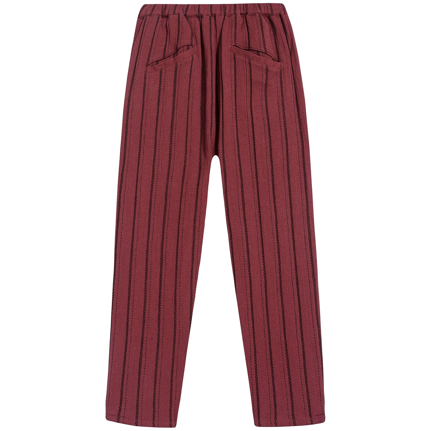 女童砖红色条纹棉长裤