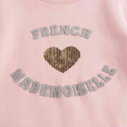 Girls Light Pink Heart Sweatshirt