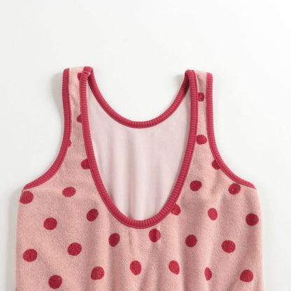Girls Pink Dots Cotton Siamese Shorts