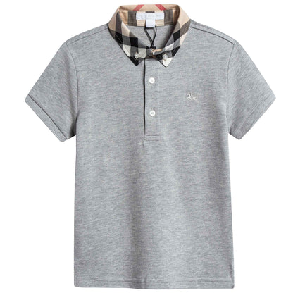 Boys Pale Gray Cotton Polo Shirts