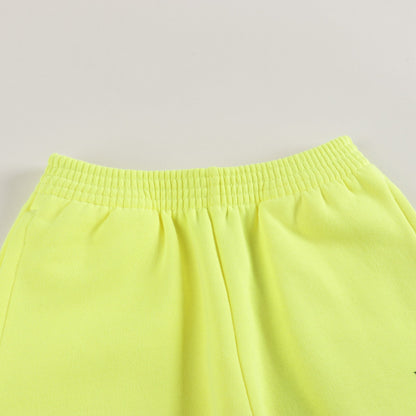 儿童荧光黄色棉长裤