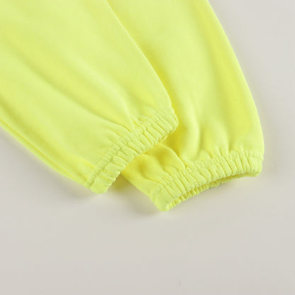 儿童荧光黄色棉长裤