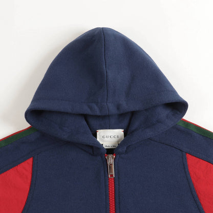 Baby Boys & Girls Prussian Blue Cotton Hoodie