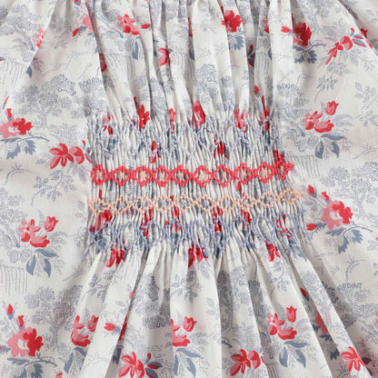 Girls White Floral Cotton Top