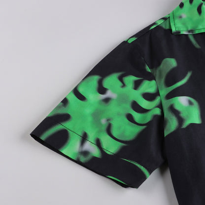 男童黑色棉衬衫