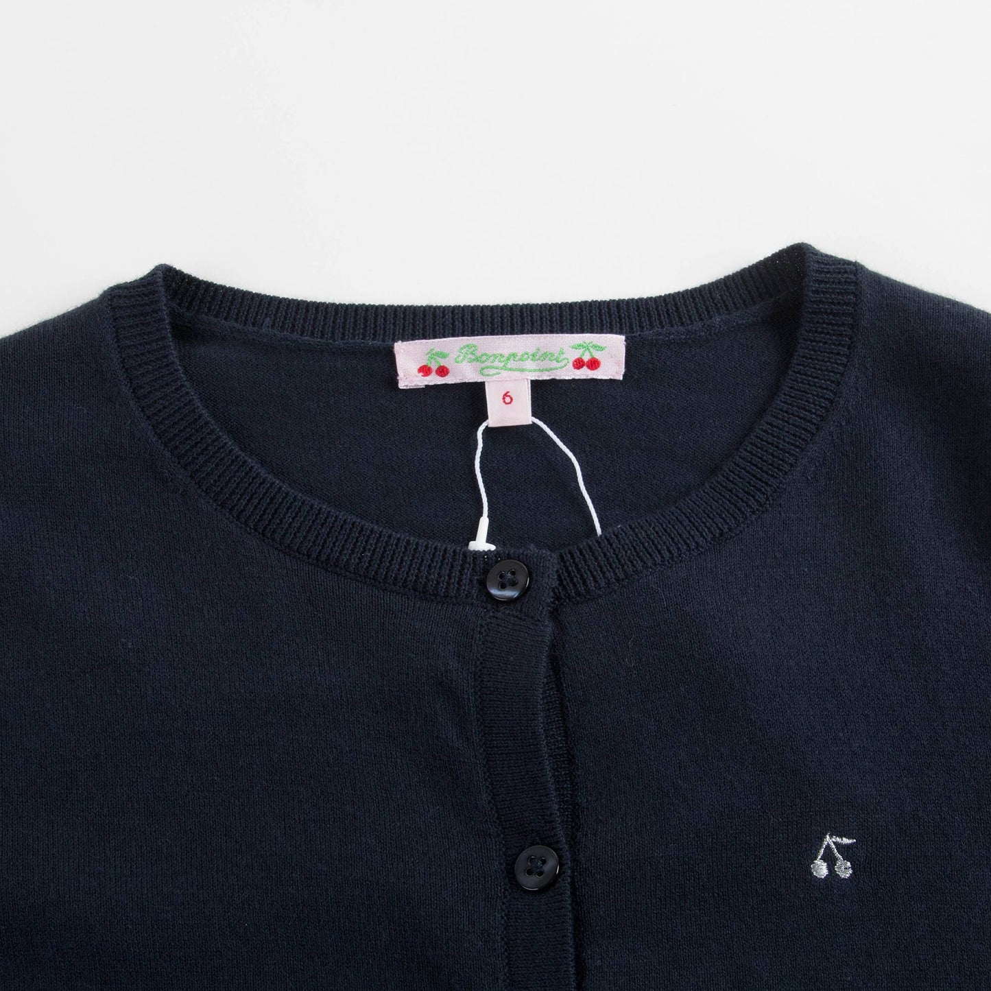 Girls Navy Cherry Logo Cardigan