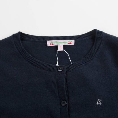 Girls Navy Cherry Logo Cardigan