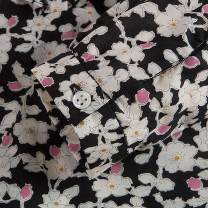 女童黑色碎花衬衫