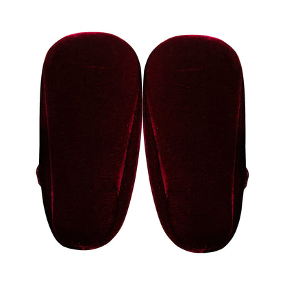 Baby Girls Burgundy Velvet Flats