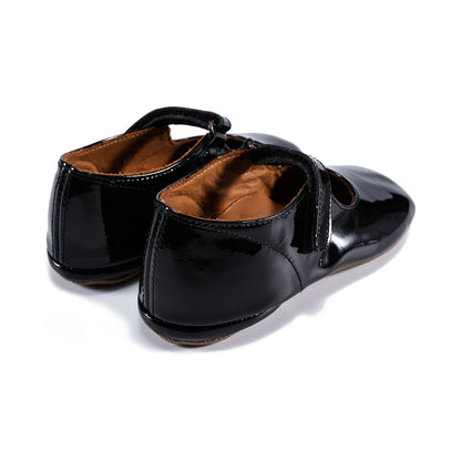 Girls Black Glossy Leather Shoes