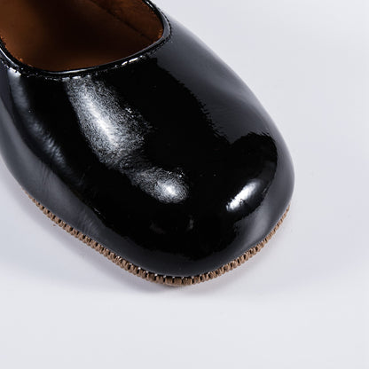 Girls Black Glossy Leather Shoes