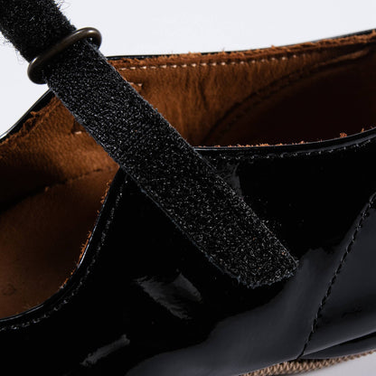 Girls Black Glossy Leather Shoes